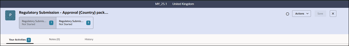 Example button set at the top of the Submission package drawer