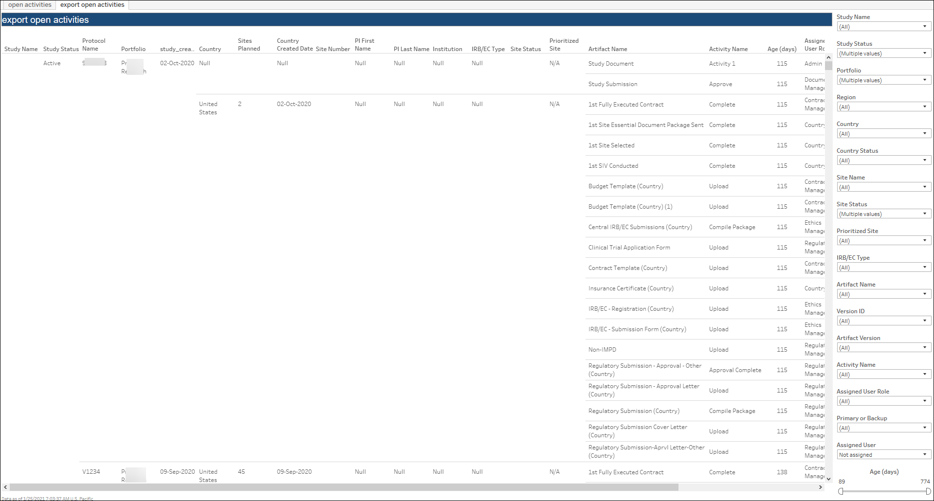 Open Activities – Export Open Activities worksheet Open Activities – Export Open Activities worksheet