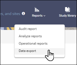 Data export link in Oracle Site Activate Reports menu Data export link in Oracle Site Activate Reports menu
