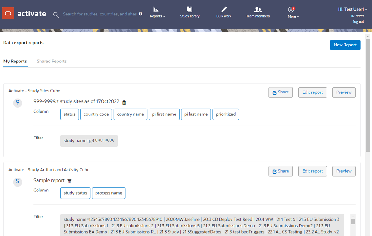 My Reports tab