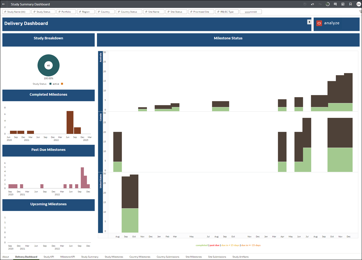 Delivery Dashboard worksheet