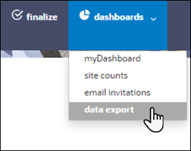 Oracle Site Select Dashboards menu Oracle Site Select Dashboards menu