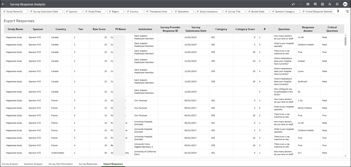 Export Responses worksheet