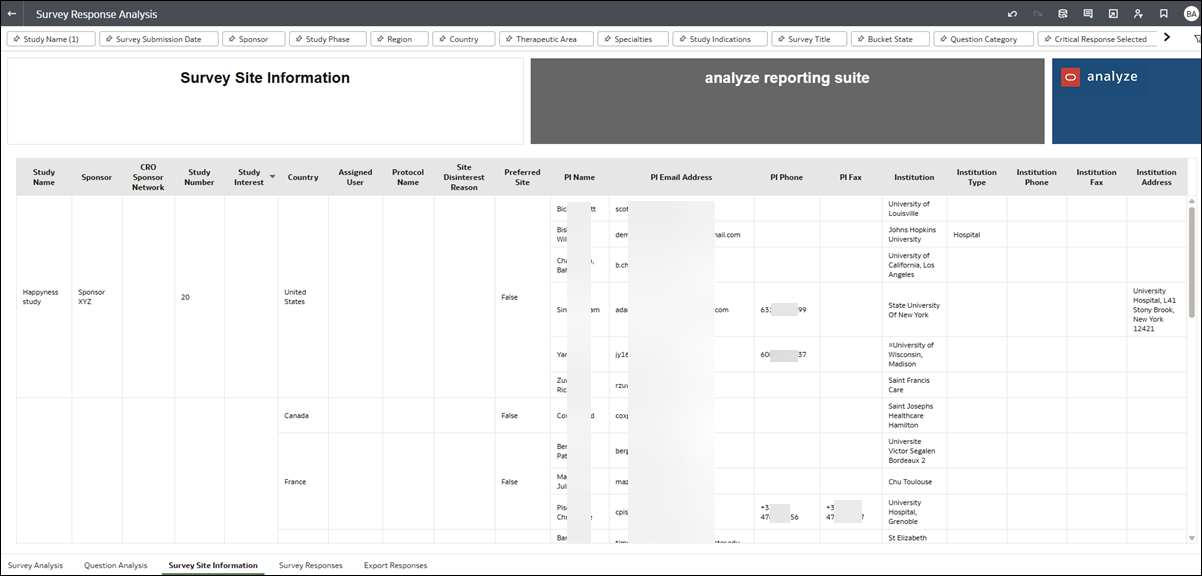 Survey Site Information worksheet