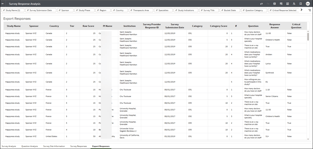 Export Responses worksheet