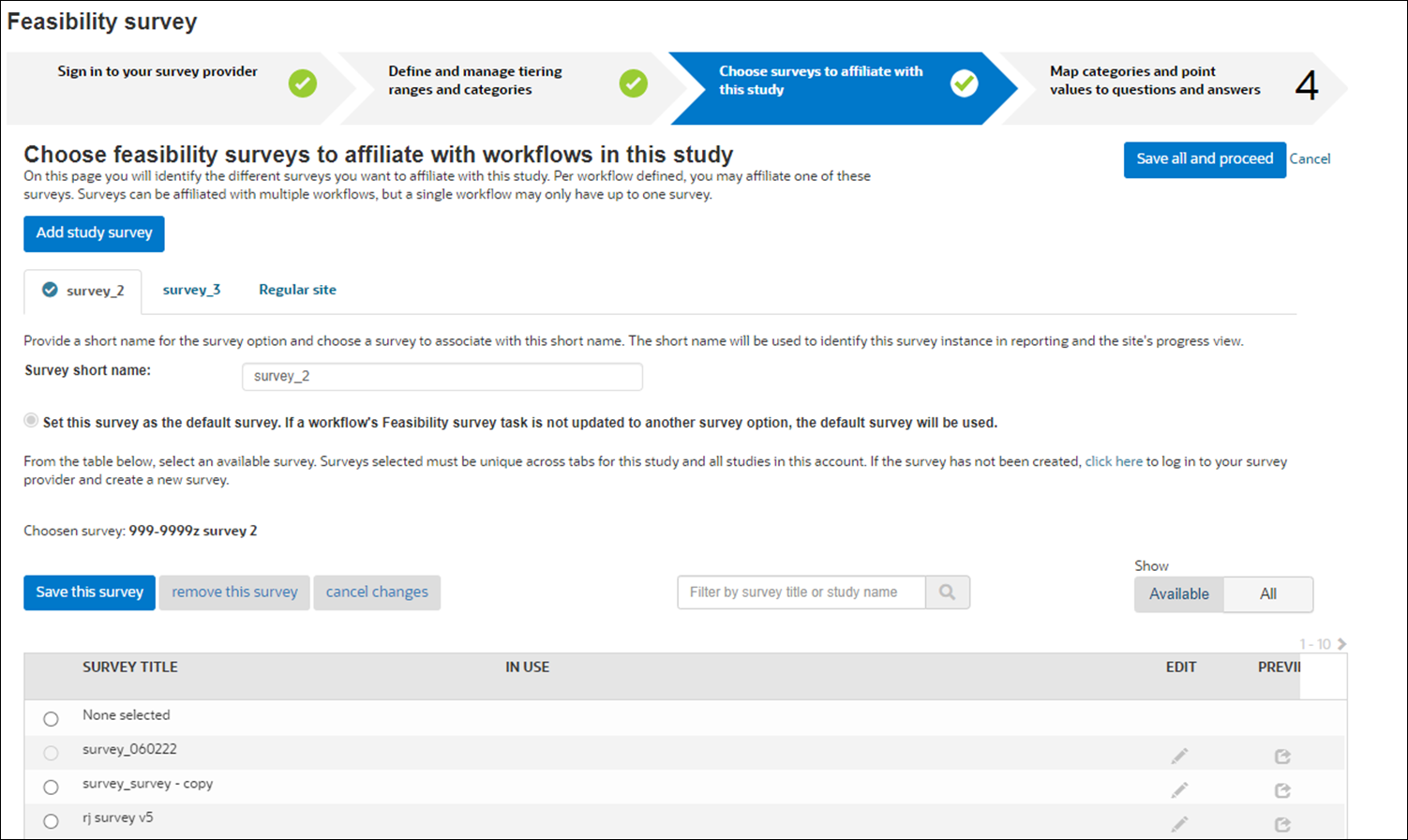 Configure multiple surveys