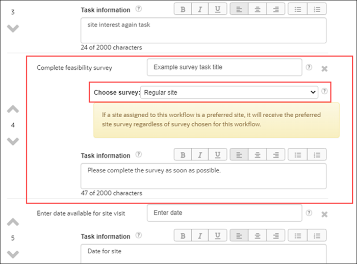 Choose survey for workflow task
