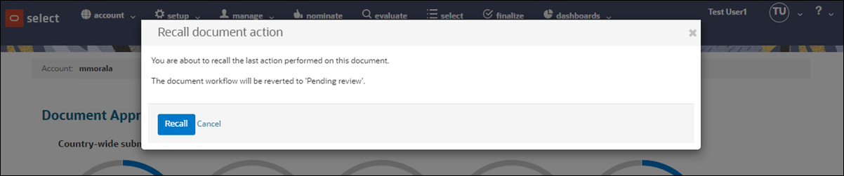 CDA recall confirmation dialog