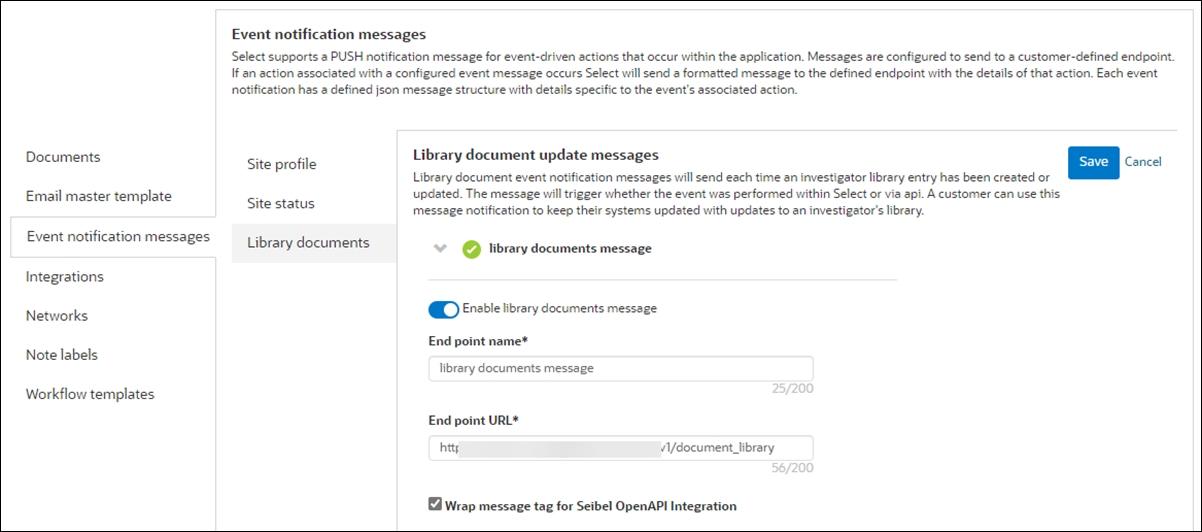 Configure PUSH event notification messages Configure PUSH event notification messages