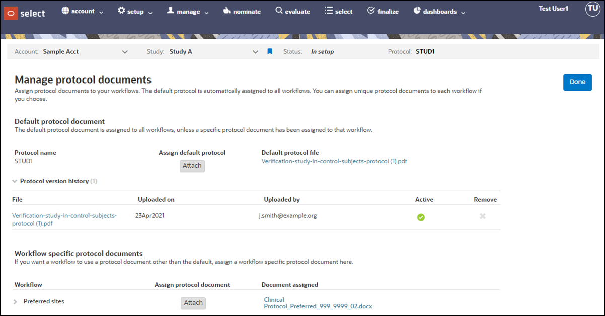 Manage protocol documents and versions