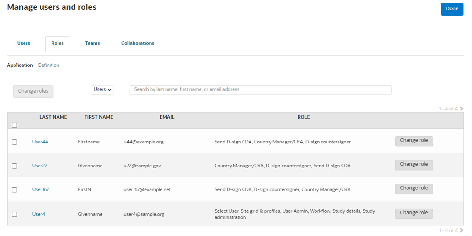 Roles Application area