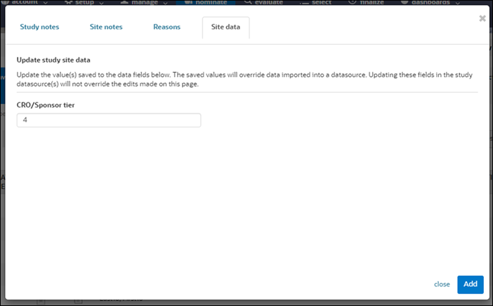 Site data tab in Notes Site data tab in Notes