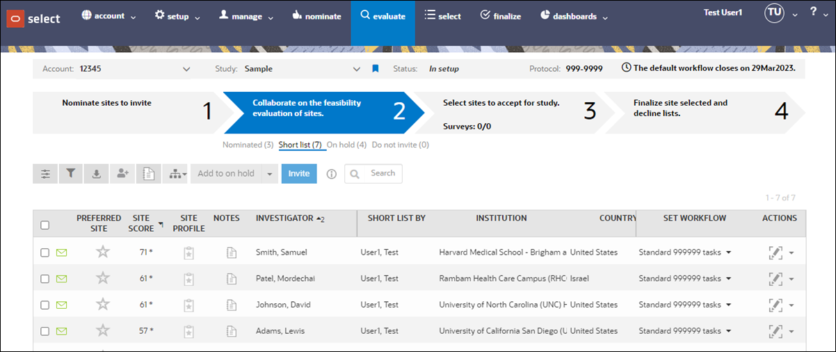 Site selection modes