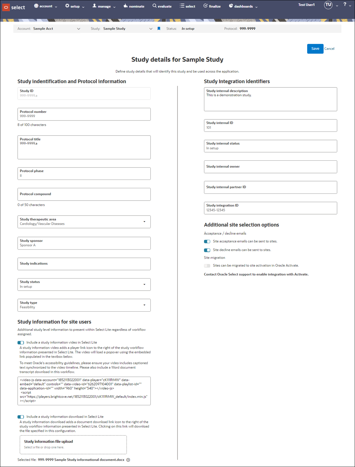 Study details page