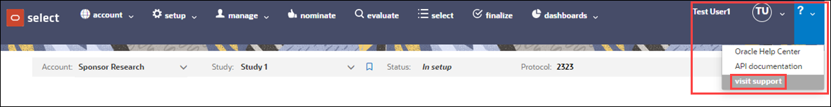 Visit support link in help drop-down list Visit support link in help drop-down list