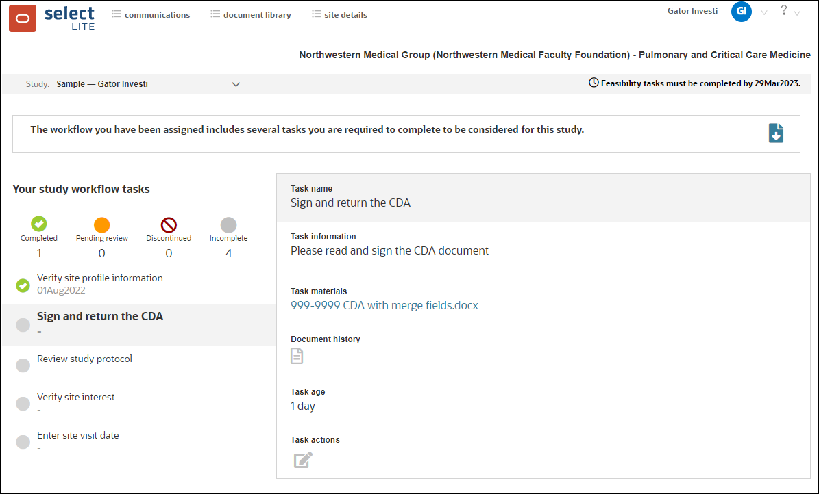 Home page with task list Home page with task list