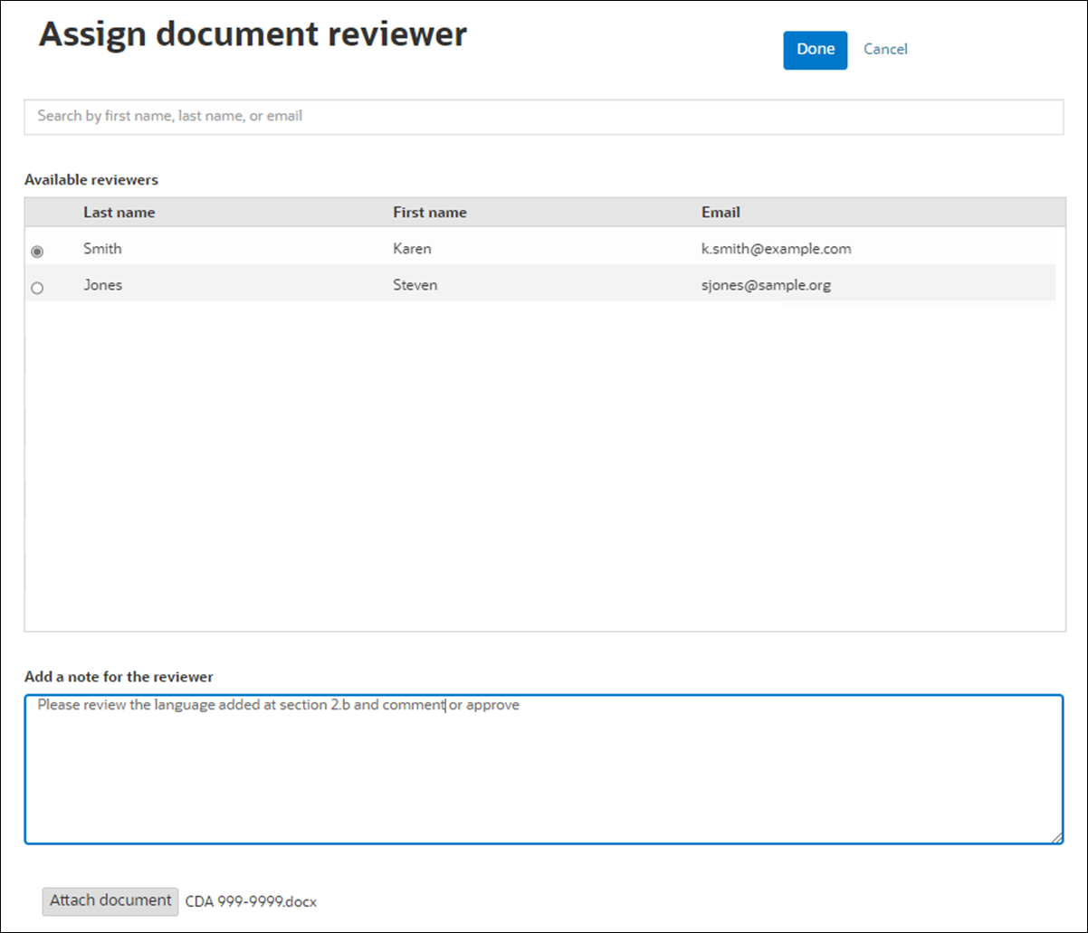 Assign a CDA document reviewer Assign a CDA document reviewer
