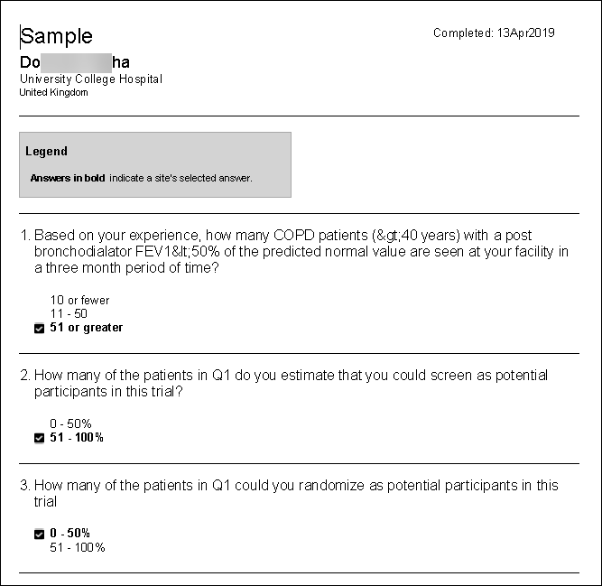 Example of survey PDF