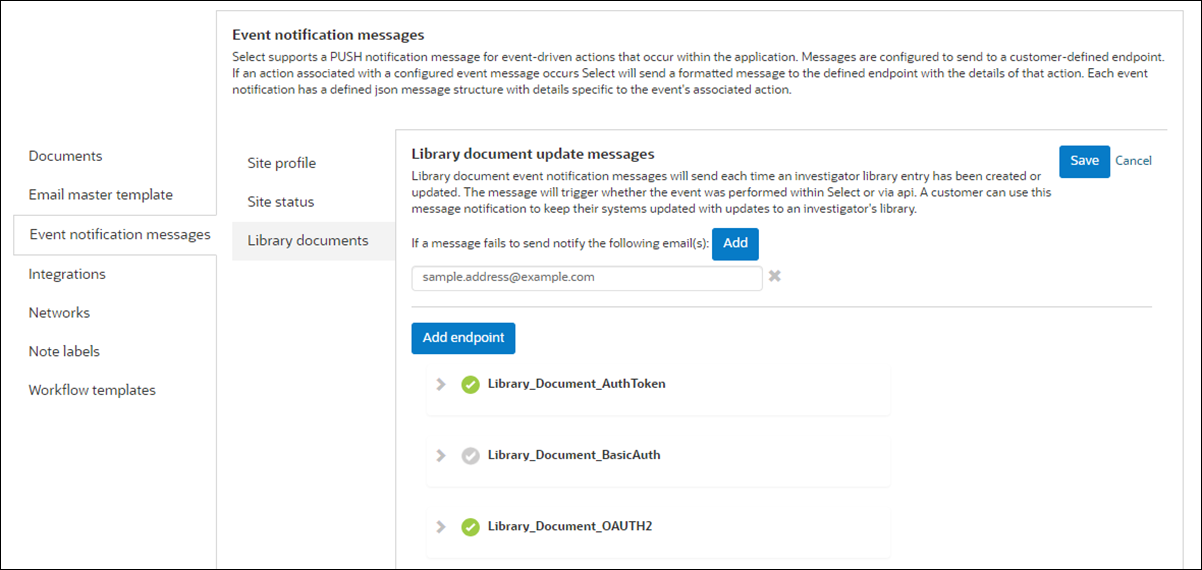 Configure PUSH event notification messages Configure PUSH event notification messages