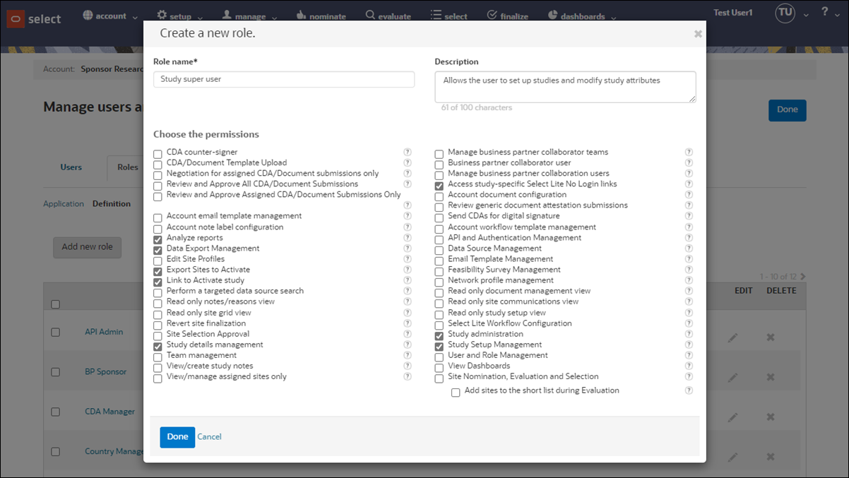 Create a new role and add permissions to the role
