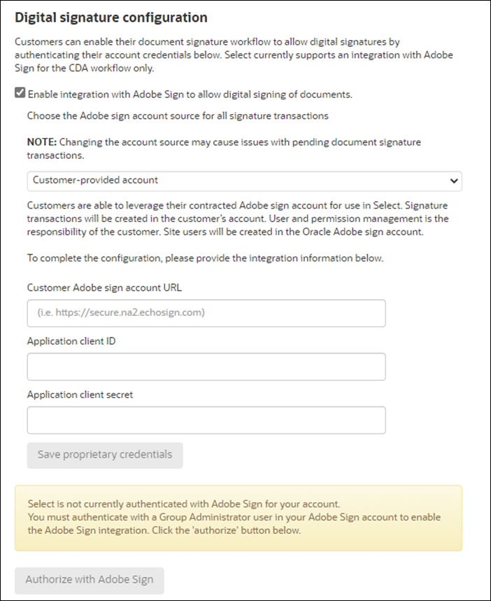 Configure digital signature integration Configure digital signature integration