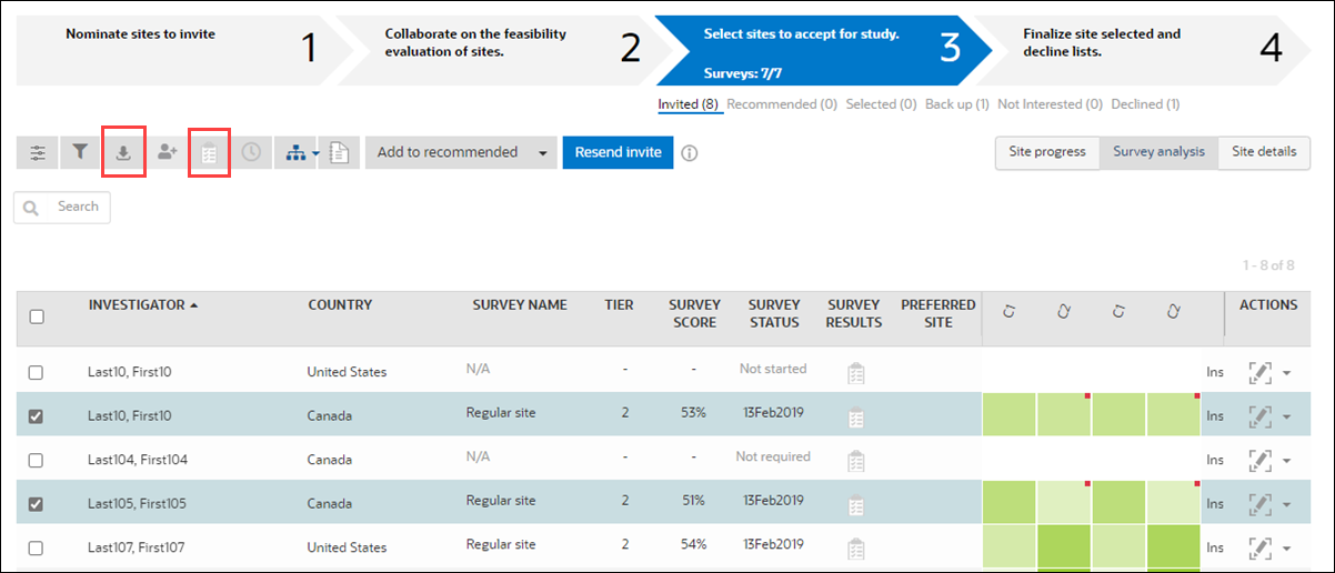 Report action buttons on survey analysis tab