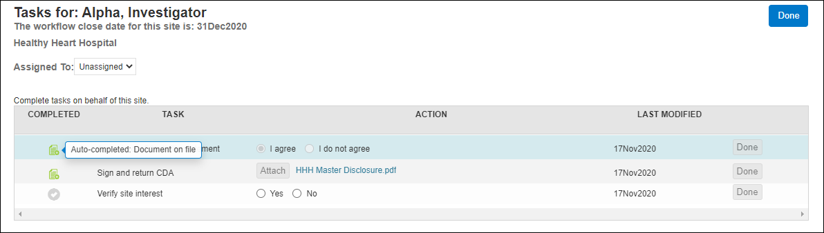 Oracle Site Select users see auto-completed tasks when completing tasks on behalf of sites