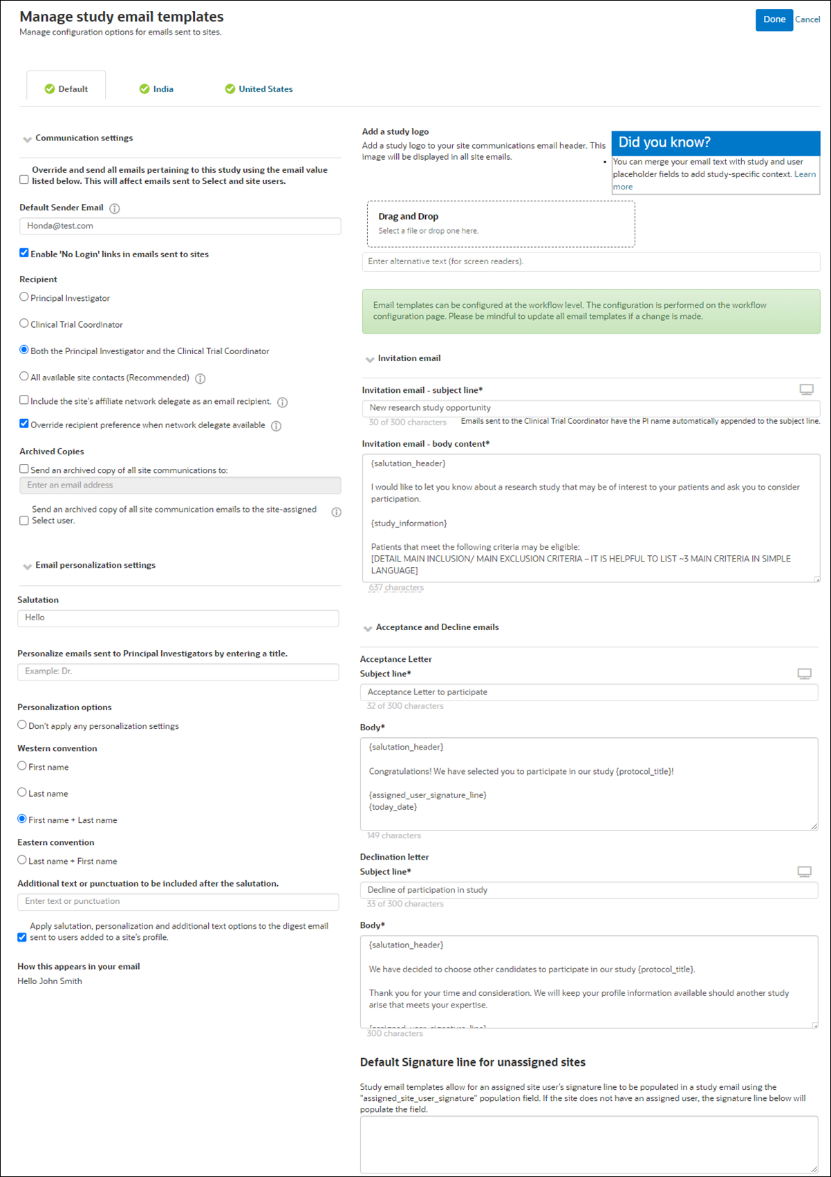 Set up study email template Set up study email template