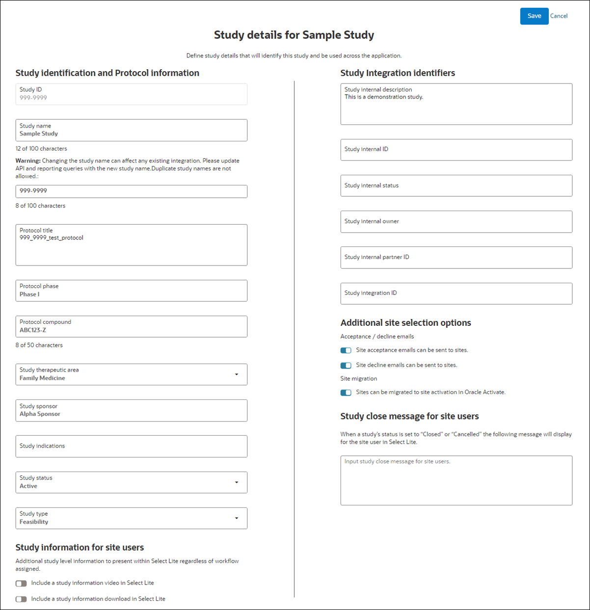 Study details page