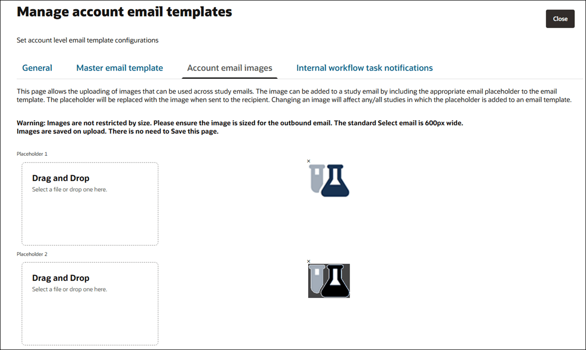 Account email images tab Account email images tab