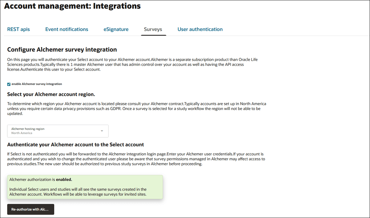 Account survey vendor configuration Account survey vendor configuration