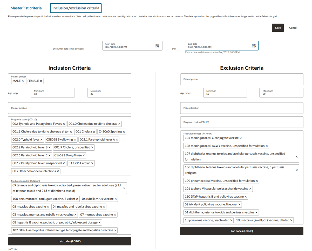 Learning Health Network patient inclusion exclusion tab Learning Health Network patient inclusion exclusion tab
