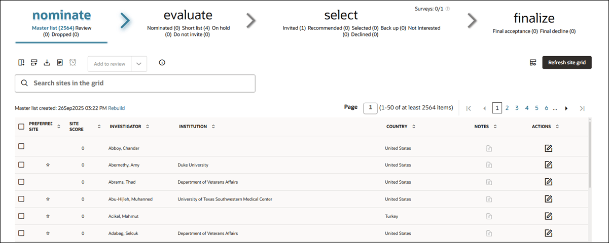 Nominate bucket state