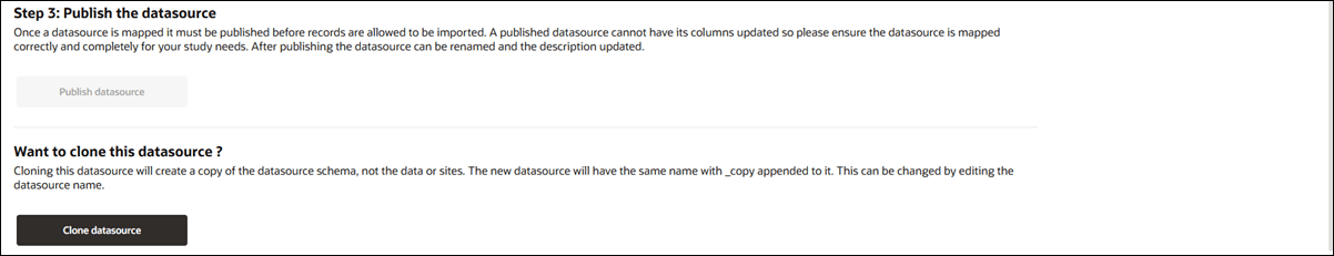 Datasource definition tab showing datasource clone feature at the bottom of the page Datasource definition tab showing datasource clone feature at the bottom of the page