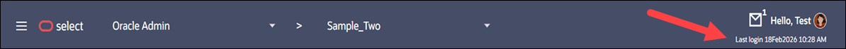 Last login information shown below the user name in the page header