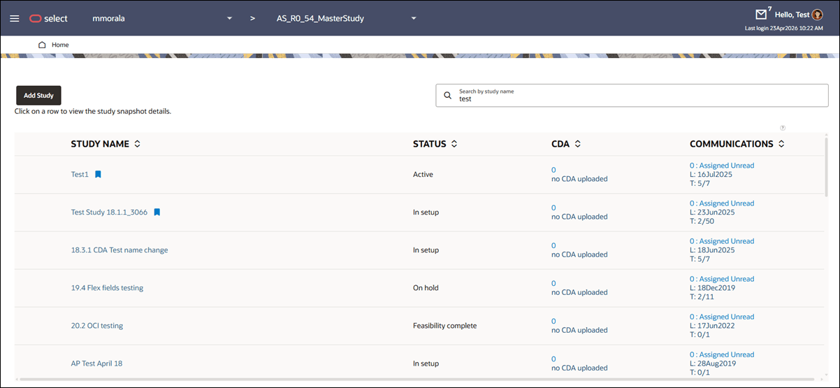 My Dashboard showing filtered search results in the grid