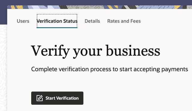This image shows the Verification Status tab at the top and the Start Verification button at the bottom.