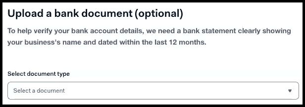 Optional upload for bank document such as statement or check