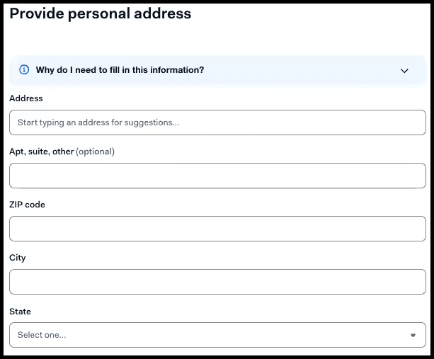 Decision-maker address details form