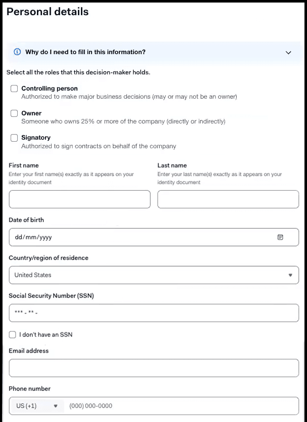 screenshot of personal details including the roles they hold, name, birth date, country, ssn, email address, phone number, screenshot of personal details including the roles they hold, name, birth date, country, ssn, email address, phone number,