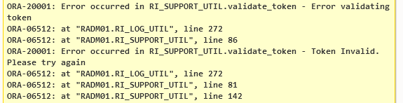 Invalid Token Error Returned by PL/SQL