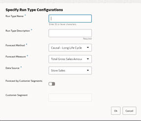 Specify run type configurations