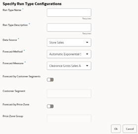 Specify run type configurations