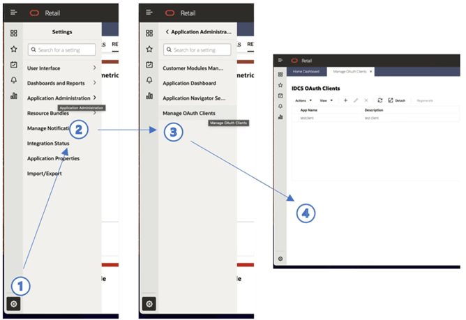 This figure shows the flow for creating an OAuth client. This figure shows the flow for creating an OAuth client.