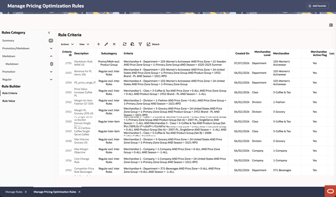 Create Markdown Rules screen