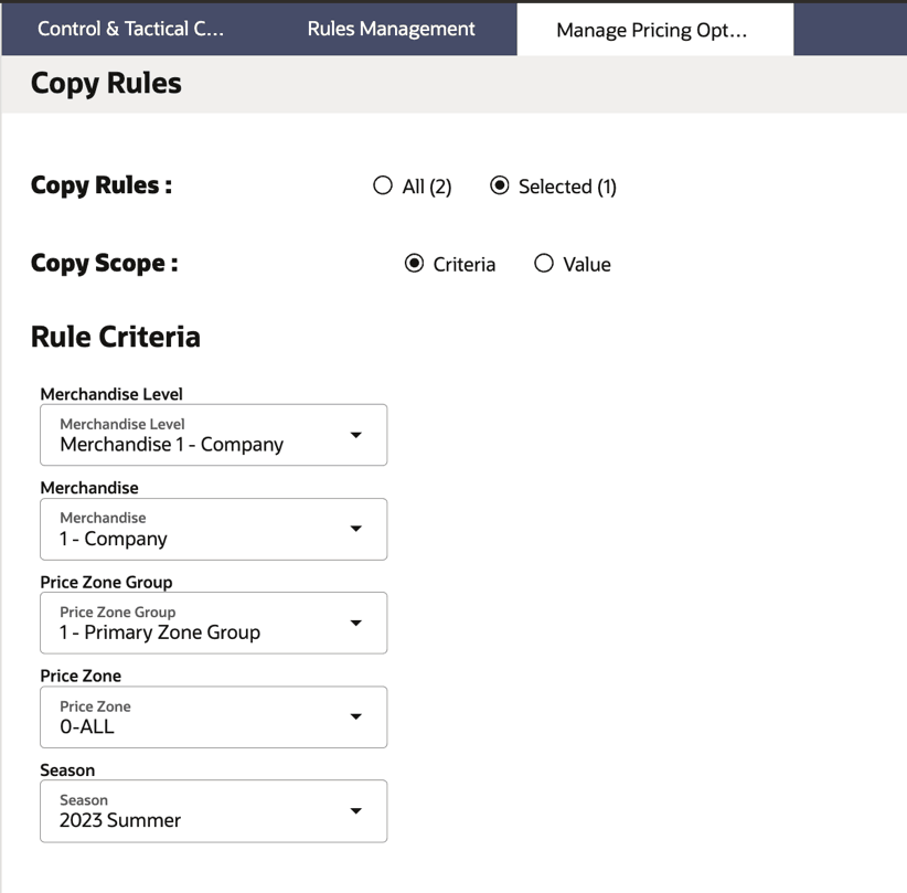 Copy Rules - Update Criteria Copy Rules - Update Criteria
