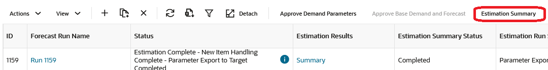 Estimation Summary Estimation Summary
