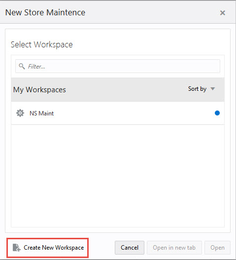 New Store Maintenance Wizard