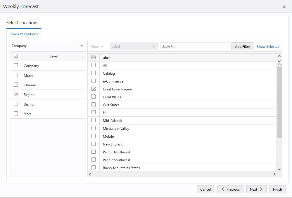 Workspace Wizard: Select Locations Workspace Wizard: Select Locations