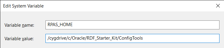 This image displays an example of RPAS_HOME Variable